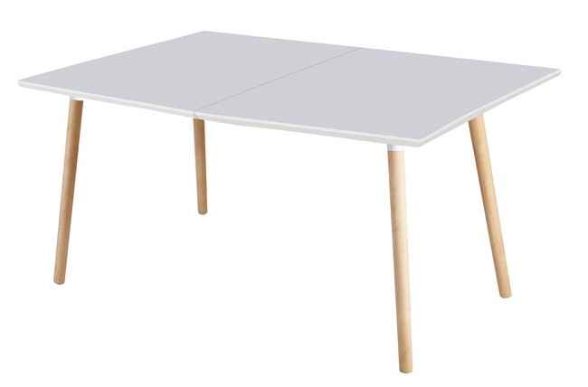 mesa comedor extensible nordika 140 - 180 - 220 x 80 cm blanco / haya. Modelo 0001350020005