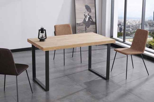 mesa comedor fija natural 140 x 80 cm roble nordish / negro. Modelo 0001430020010