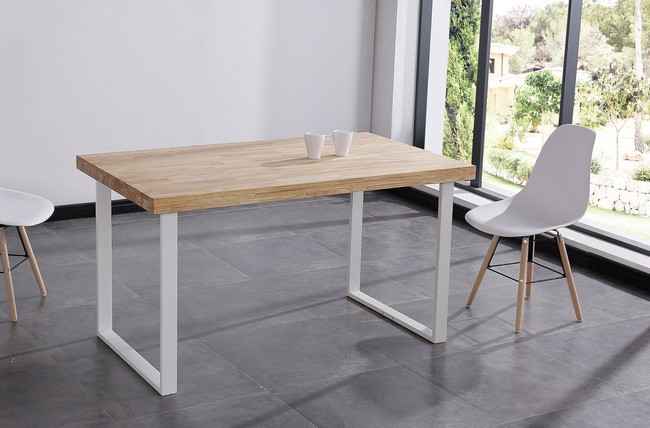 mesa comedor fija natural 140 x 80 cm roble nordish / blanco. Modelo 0001430020011