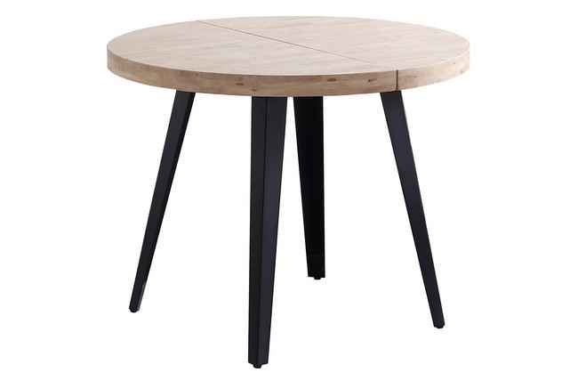 mesa comedor redonda extensible berg 100 - 140 - 180 cm roble nordish / negro. Modelo 0600150020010