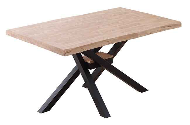 mesa comedor fija xena 150 x 90 cm roble nordish / negro tapa con forma. Modelo 0600400020110