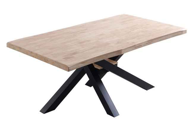 mesa comedor fija xena 180 x 100 cm roble nordish / negro tapa con forma. Modelo 0600450020110