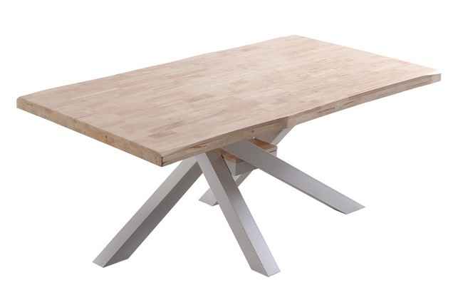 mesa comedor fija xena 180 x 100 cm roble nordish / blanco tapa con forma. Modelo 0600450020111