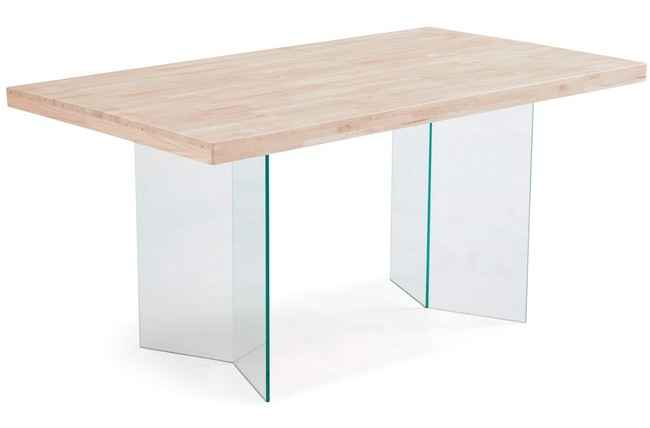 mesa comedor aire v 160 x 90 cm madera de roble nordish / patas en cristal. Modelo 0601100020010