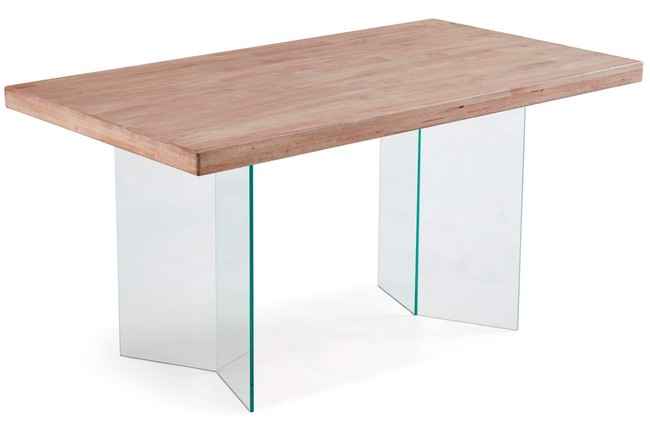 mesa comedor aire v 160 x 90 cm madera de roble honey / patas en cristal. Modelo 0601100020014