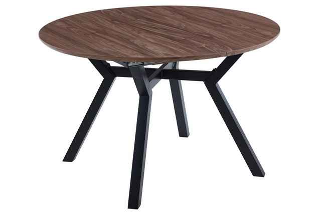 mesa comedor redonda extensible delta 120 - 160 cm nogal / negro. Modelo 0603000020015