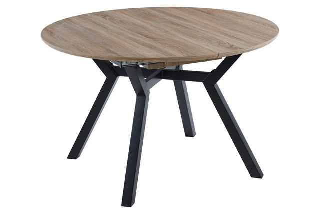 mesa comedor redonda extensible delta 120 - 160 cm oak / negro. Modelo 0603000020018