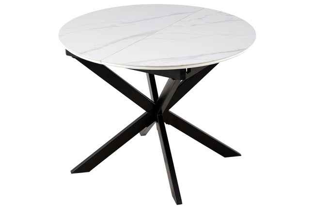 mesa comedor redonda extensible ibiza 100 - 140 cm ceramic blanco / negro. Modelo 0604050020025