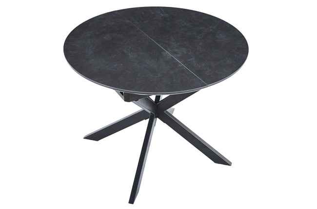 mesa comedor redonda extensible vulcano 100 - 140 cm ceramic negro / negro. Modelo 0604050020028