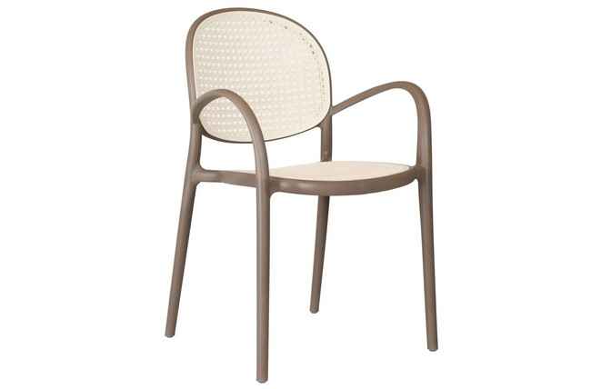 sillon masia polipropileno topo / rattan. Modelo 0900100020006