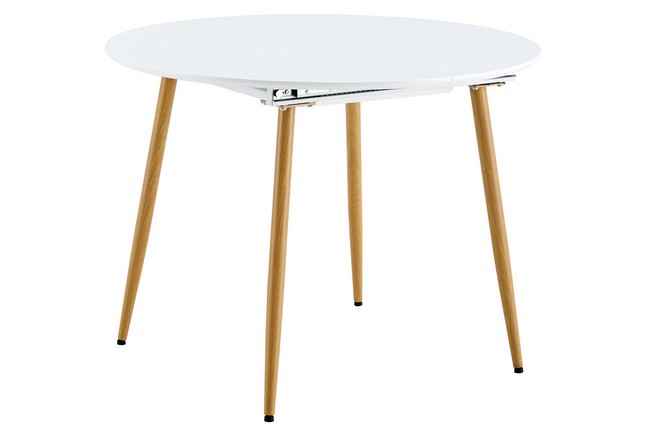 mesa comedor redonda extensible artic 100 - 140 x 100 cm blanco / oak. Modelo 0900650020005