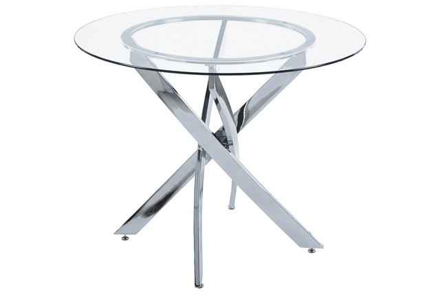 mesa comedor redonda thunder 100 cm cristal / cromo. Modelo 3003170020000