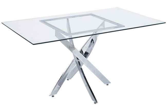 mesa comedor thunder rectangular 150 x 90 cm cristal / cromo. Modelo 3003180020000