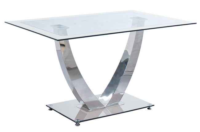 mesa comedor dubai cristal blanco / cromo. Modelo 3003350020003