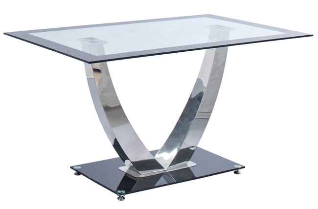 mesa comedor dubai cristal negro / cromo. Modelo 3003350020004