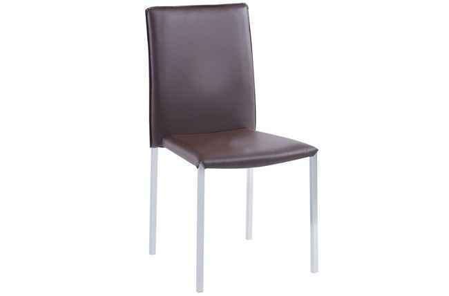 silla hotel simil piel chocolate / cromo. Modelo 9000200024729