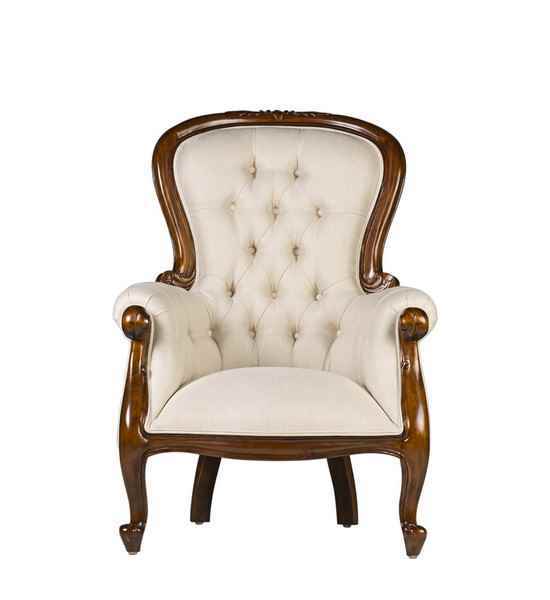 Sillón colonial vintage con acabado honey y diseño clásico.