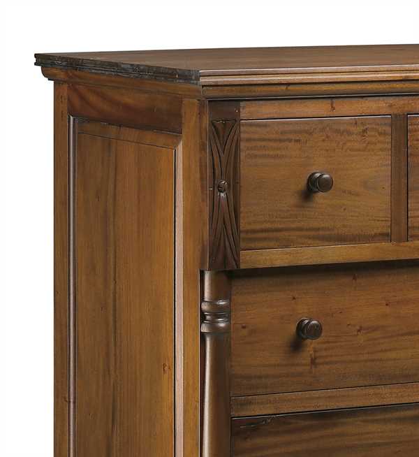 Cómoda colonial de madera tallada con cajones 105 cm