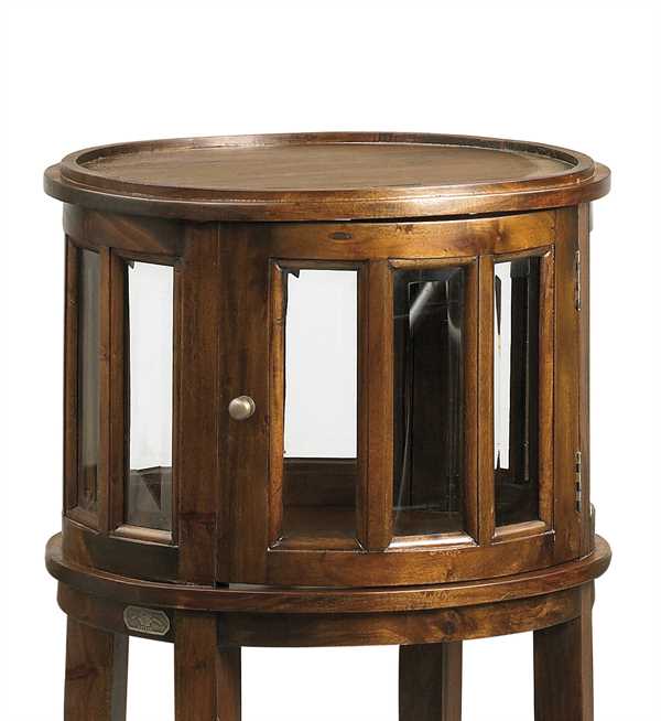 Elegante licorera colonial redonda con bandeja integrada de 50 cm.