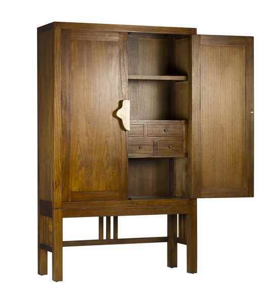 Aparador colonial de madera 120 cm con cajones y puertas.