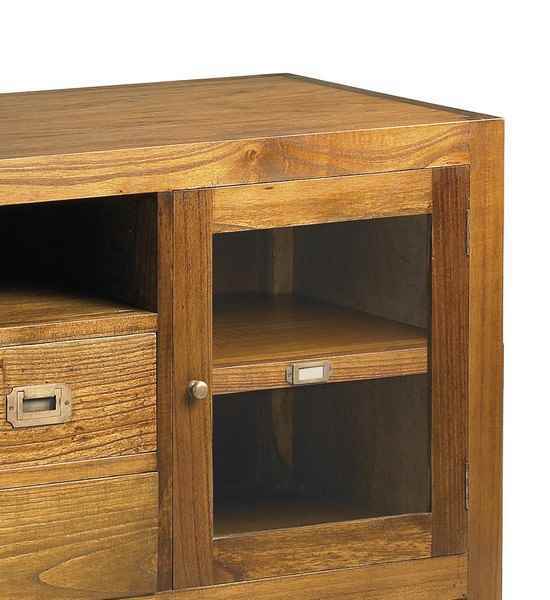Mueble TV Star con cajones y puertas estilo colonial.