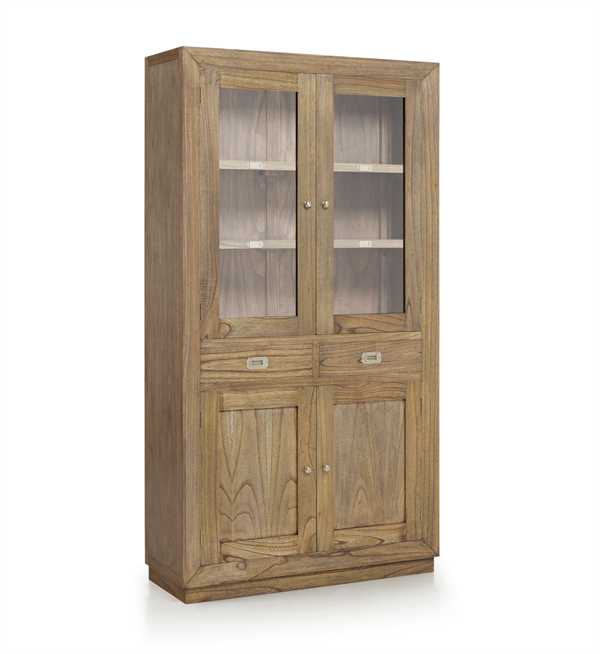 Vitrina colonial Merapi 100 cm con cajones y puertas.