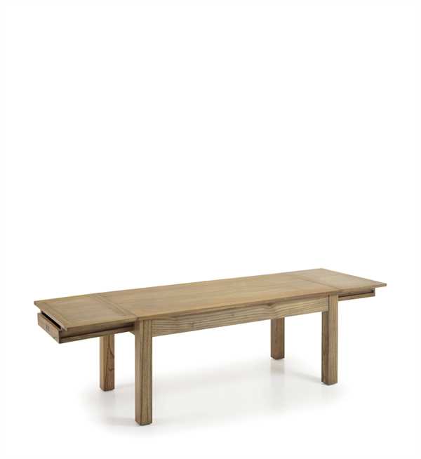 Mesa de comedor colonial Merapi con extensiones integradas.