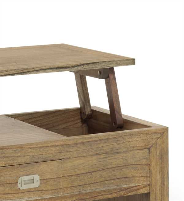 Mesa de centro Merapi con top elevable y cajones prácticos.