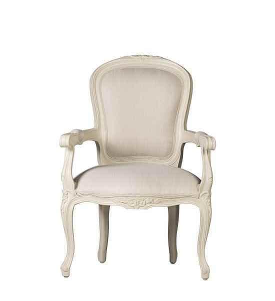 Sillón vintage Louis blanco con tapizado elegante.