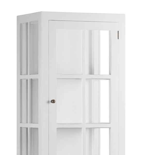 Vitrina estrecha Everest con cajón y puertas de madera