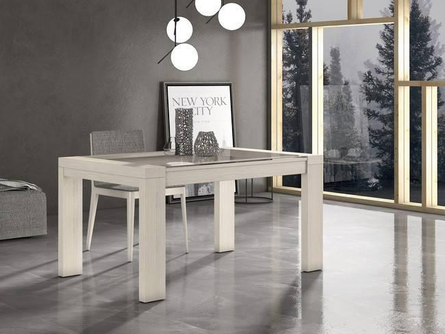  mesa comedor fija madera - cristal 168 x 90 x 76 Modelo AUSTRAL-MESA-280 - para mejorar el flujo de espacio en el salón 