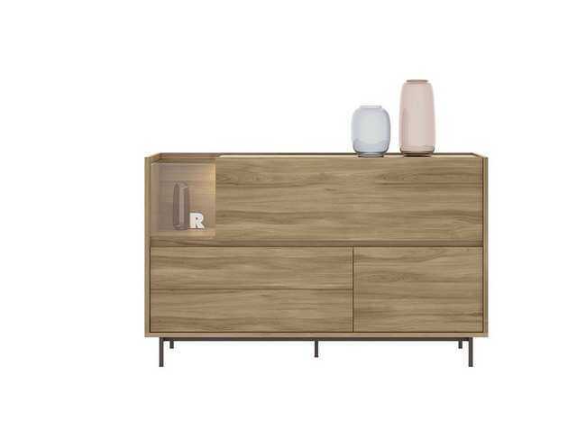 aparador cajones mas hueco cristal con Modelo MUEBLE-SALON-MODERNO-DUO-109 - práctico y moderno para salones pequeños con estilo