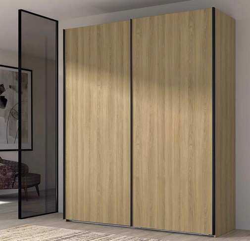 armario correderas colgado en acabado nature con armazón de 243x201 cm, equipado Modelo ECLIPSE-70 - ideal para hogares que buscan un armario resistente y fácil de cuidar