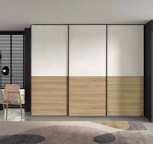 armario correderas colgado en acabado nature-blanco con armazón de 243x300 cm, equipado Modelo ECLIPSE-76 - para quienes valoran la organización y el diseño en un solo mueble