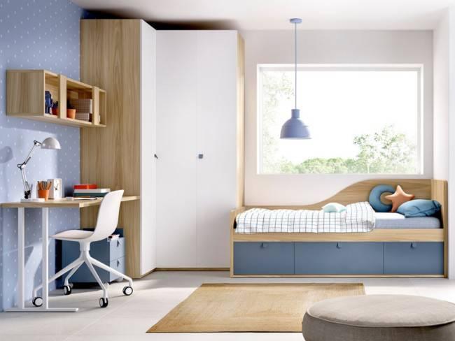 cama nido forma respaldo derecha 2 contened.1 baul 190x90 Modelo NIDO-MJOVEN-210 , con un diseño simple y moderno 