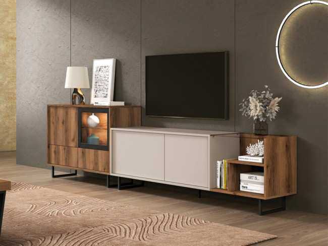 Comedor bien distribuido con aparador puerta cristal derecha y 2cajon - modulo bajo puerta Modelo MUEBLES-SALON-COMEDOR-MARE-01 - una solución para aprovechar el espacio con estilo