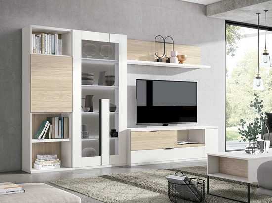 Diseño contemporáneo en el salón con base 55 grosor - estantería complet 183 - Modelo CUBIKA-122 - solución útil para mantener el salón moderno y organizado