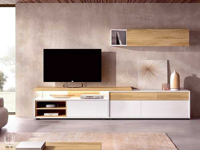 Mobiliario de comedor moderno y funcional con bajo hueco+ abatible 136 derecha apertura pulsador - bajo cajon con Modelo MUEBLE-SALON-MODERNO-DUO-31 - pensado para quienes desean un mueble que facilite la organización