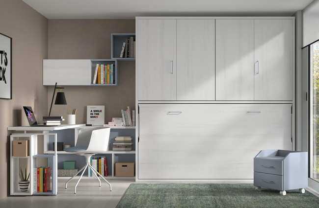 mueble abatible horizontal baja 90x190 cm con armario de puertas plegables. altura Modelo FORMAS-256 - diseñada para ofrecer comodidad y estilo en uno