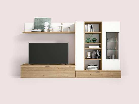 Mueble de salón de alto diseño con bajo puerta abatible - bajo ic doble 137 Modelo CUBIKA-120 - ideal para quienes valoran la funcionalidad en el mobiliario