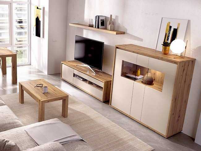 Mueble de salón DUO compacto y moderno con bajo puerta mas cajon franja 178 derecha - modulo singular puertas Modelo MUEBLE-SALON-MODERNO-DUO-40 - solución contemporánea para cualquier estilo de salón