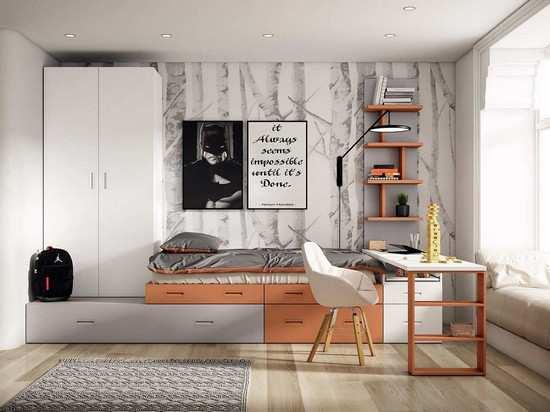 mueble modular juvenil con cama somier de arrastre mas 3 modulos block Modelo ORTS-45  