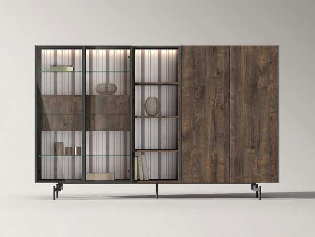 mueble de salon aparador de pata alta con puertas combinadas madera y Modelo MUEBLE-SALON-NEW-ROYAL-03 - diseñado para quienes buscan un mueble versátil y elegante