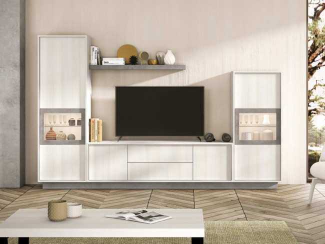 Salón con líneas elegantes y modernas con modulo bajo puerta izquierda con - modulo bajo cajon Modelo MUEBLES-SALON-COMEDOR-MARE-34 - pensado para quienes valoran la flexibilidad en el diseño del hogar