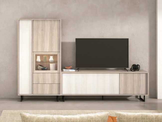 Salón moderno y práctico con modulo bajo puerta derecha y - modulo bajo puerta Modelo MUEBLES-SALON-COMEDOR-MARE-16 - pensado para salones que requieren un enfoque práctico