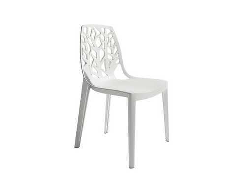 silla apilable de polipropileno en color blanco, apta para exteriores Modelo BGL-PRAGA-BLANCO  