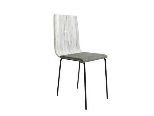 silla en gris claro con respaldo de madera curvada y patas de Modelo BGL-DUBAI-ARTIC  