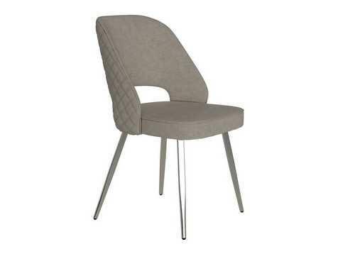 silla moderna en gris claro, con estructura cromada para comedores Modelo BGL-NAPOLES-GRISPERLA  