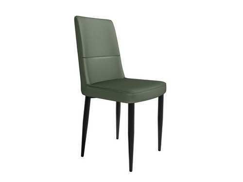 silla moderna tapizada en verde musgo, con estructura de metal negro Modelo BGL-LYON-MUSGO  