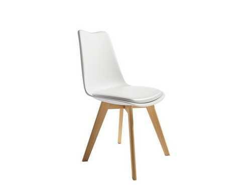 silla nórdica en blanco con asiento tapizado y patas de madera Modelo BGL-BERLIN-BLANCO  